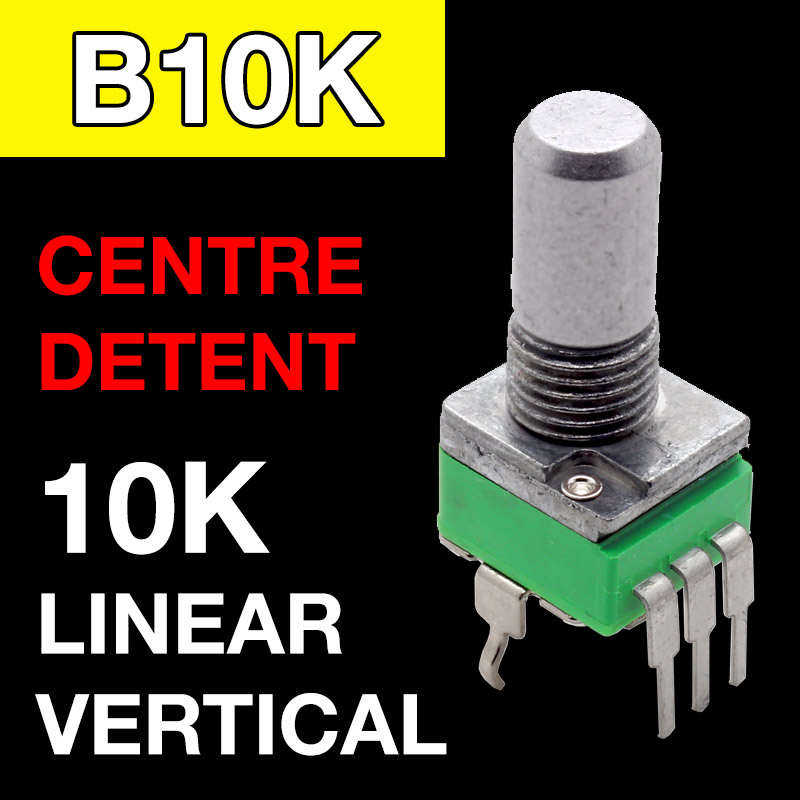 B10K CENTRE DETENT Round Shaft 6.35mm Alpha Vertical 9mm