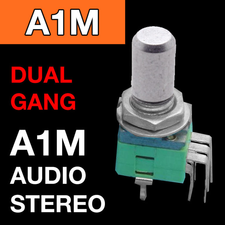 A1M DUAL GANG Round Shaft 6.35mm Alpha Vertical 9mm Potentiometer