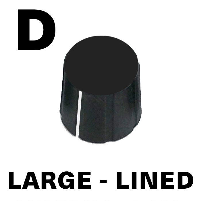 Black Large Unskirted D - Sifam Plastic Knob - With Line (REGULAR D)