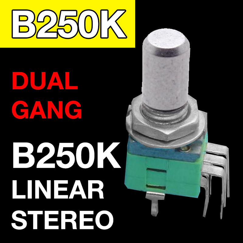 B250K DUAL GANG Round Shaft 6.35mm Alpha Vertical 9mm