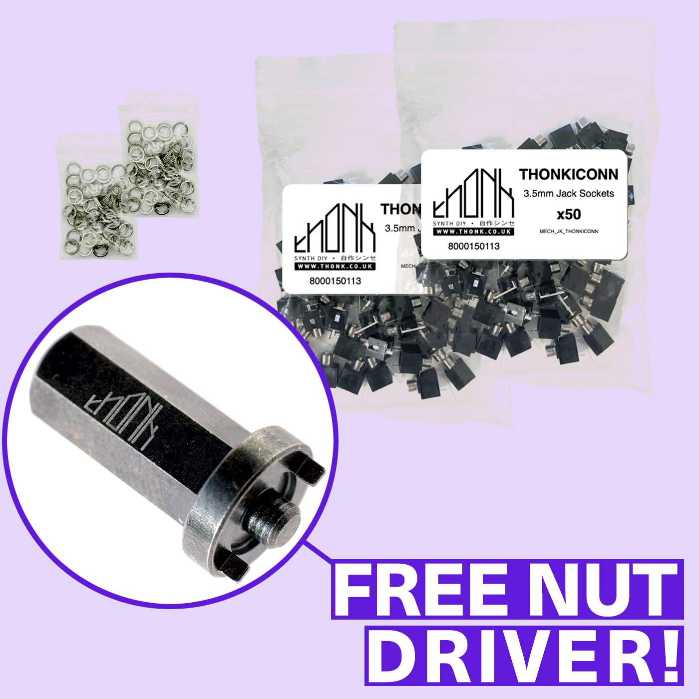 100 x Thonkiconn & Knurled Nuts (FREE Nut Driver tool) Thonk DIY