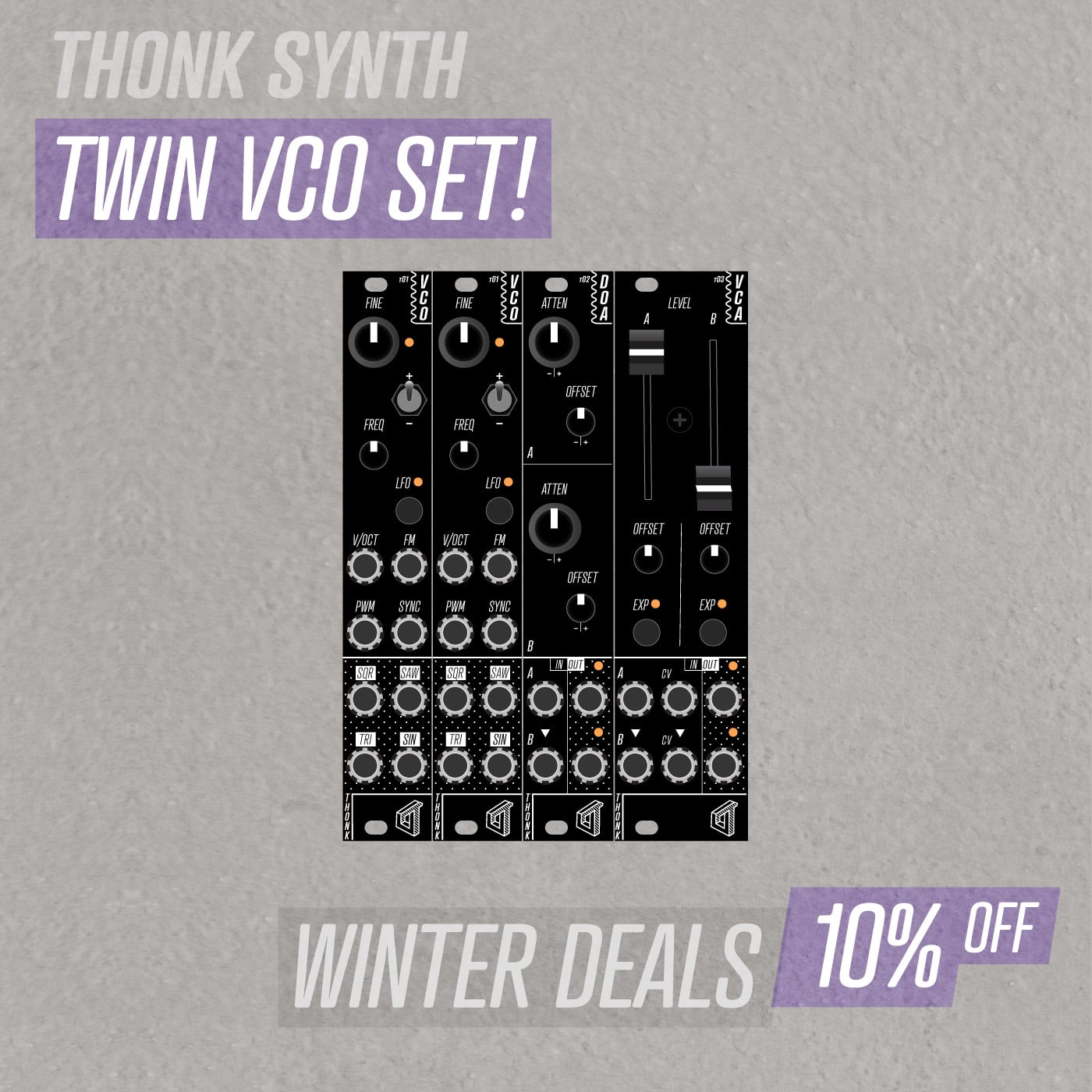 Thonk Synth - Twin VCO Set - Full DIY Kit
